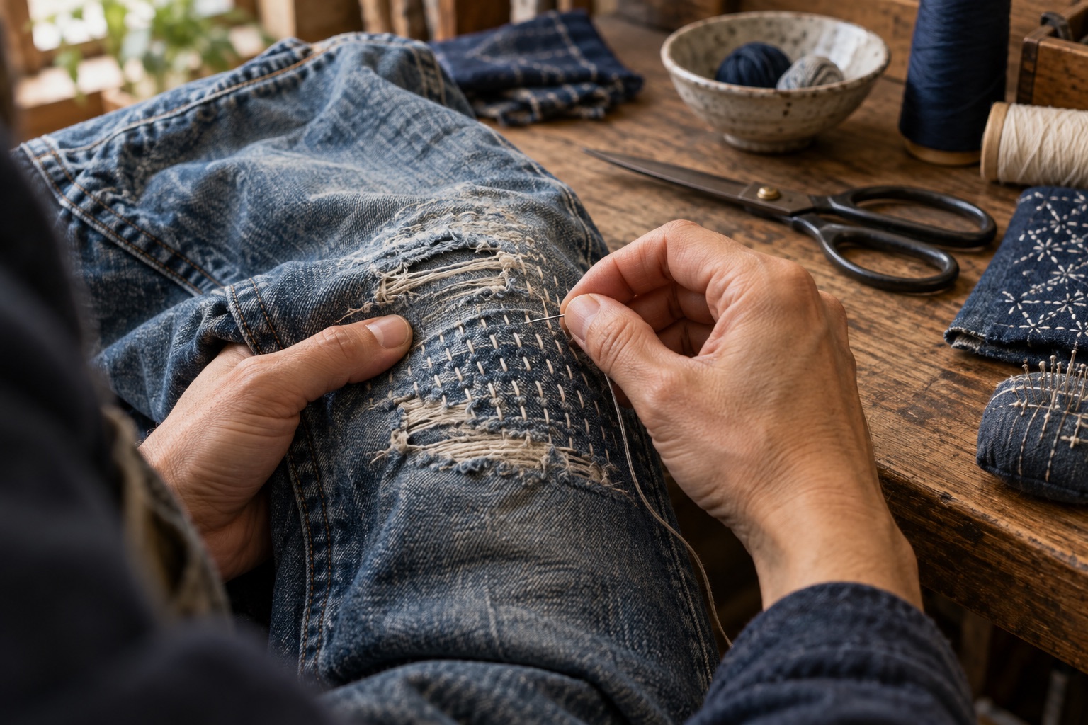 Jeans reparieren, bevor kleine Schäden groß werden
